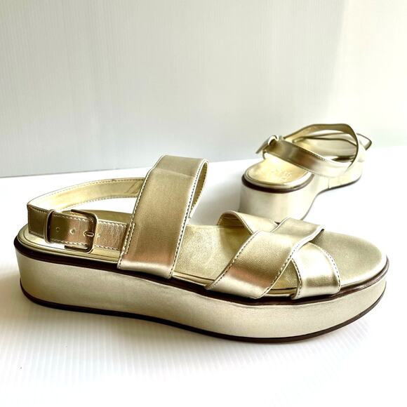 Naturalizer Shoes - NATURALIZER Caryn Platform Sandal Gold Women's Size 8.5 Metallic Vegan Leather